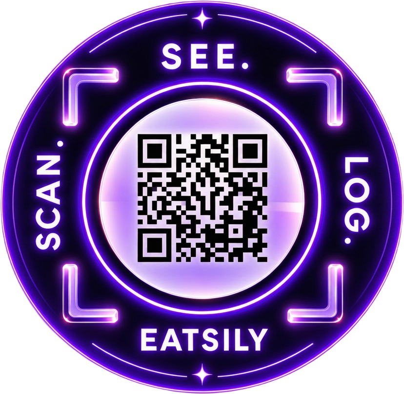 Eatsily QR code seal. Scan. See. Log.